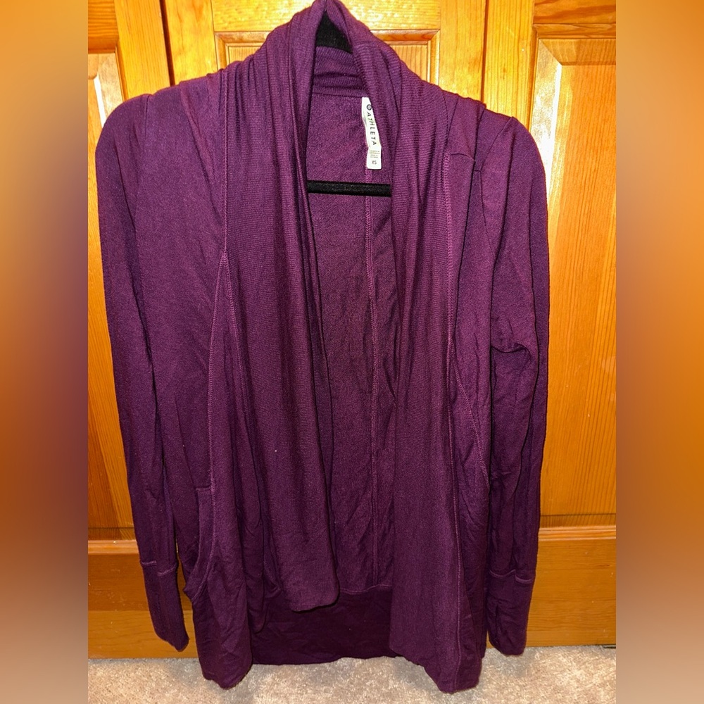 Athleta Purple Cardigan Lightweight Open-Front Sweater